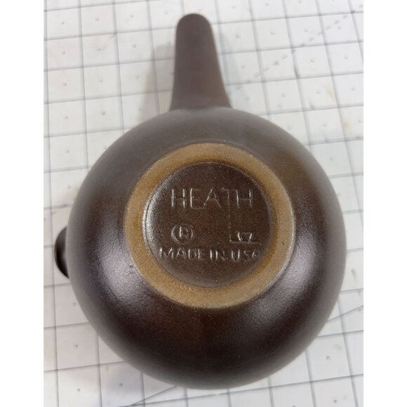 Heath Stoneware Spouted Batter Pouring Bowl w/Handle Chocolate Brown USA 6" USA - Picture 5 of 9